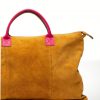 Bolsos de piel serraje Milano (asa bicolor) – Mostaza