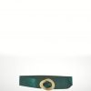 Cinturón de piel Serraje Mercury – Verde met