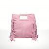 Bolso bandolera de piel serraje Venas – Rosa